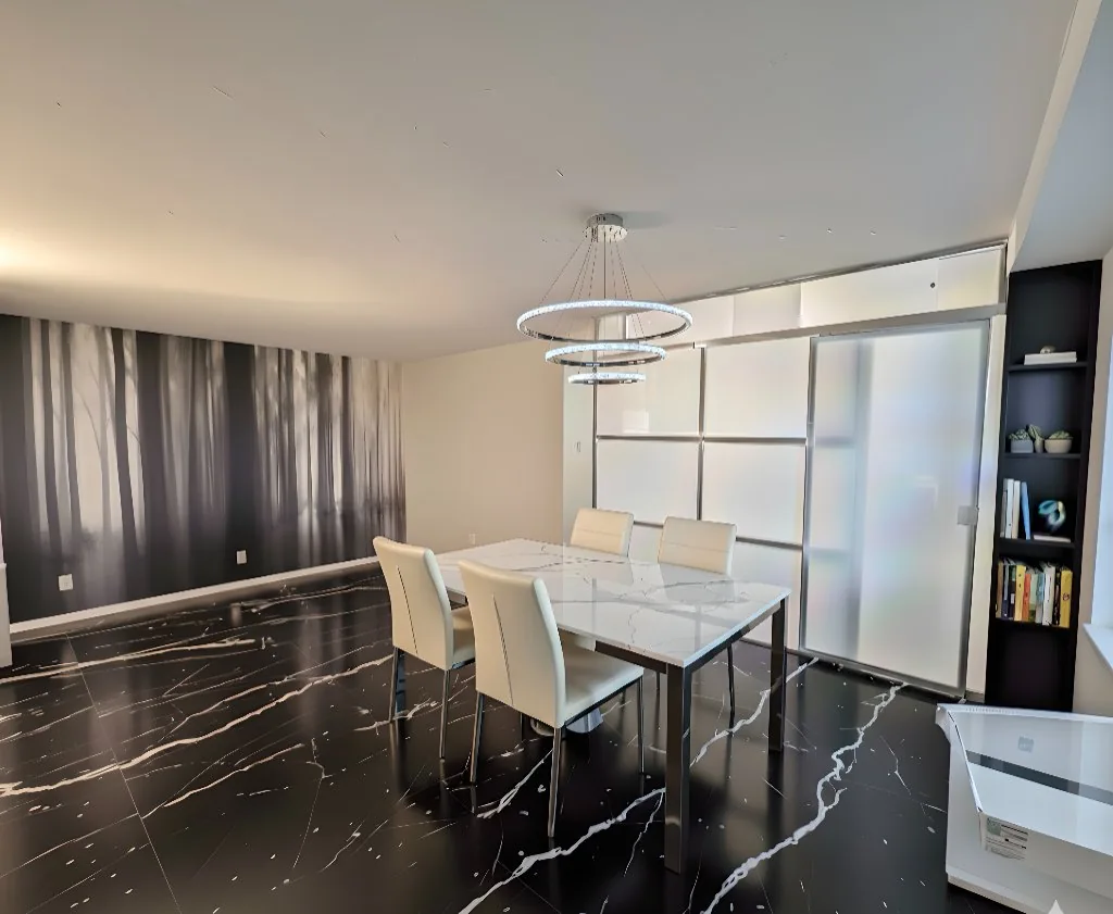 Freestanding wall creating a private bedroom in an NYC apartment